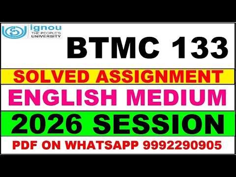 BTMC 133 solved assignment 2026 in English || btmc 133 solved assignment 2026 || ignou btmc133 2026