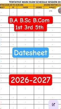 University Exam Datesheet 2026 2027 ba bsc 1st 3rd 5th semester exam time table 2026 ba 1st year exa