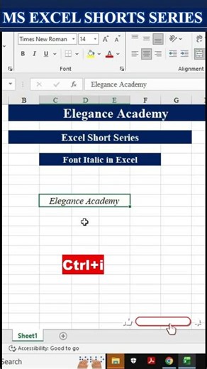 Day-13 | How to Font Italic in Excel🔥#excel #msexcel #eleganceacademy #excelformula