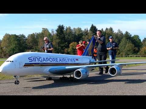 HUGE 71KG RC AIRBUS A-380 800 / SCALE 1:15 MODEL AIRLINER / FLIGHT DEMONSTRATION / FOUND IN ARCHIV