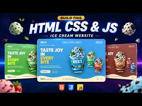 Build a Modern Ice Cream Website Using HTML, CSS & JavaScript | Responsive Web Design Tutorial