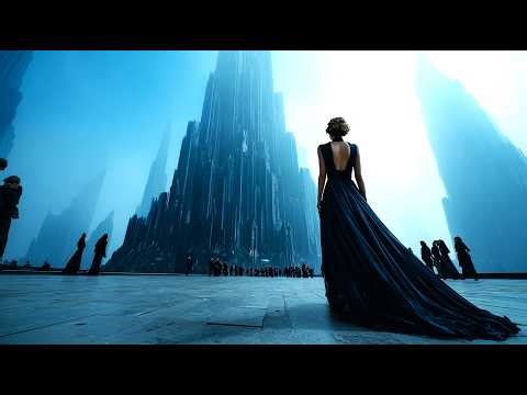 Generated Futuristic City. Dystopian Fashion and Architecture.