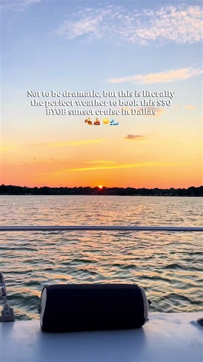 One of the prettiest sunset experiences in Dallas!! 🌅⛵️ 📍THE SPIRIT OF DALLAS offers sunset cruises on White Rock Lake for just $50 per person! The views are absolutely beautiful, and you truly forget that you’re in Dallas! Every cruise is BYOB, and you’re welcome to bring snacks on board too! Plus, there’s free parking right at the dock, which makes it super easy to get to! 🍷🧺 I’ve shared this cruise before, but consider this your friendly reminder to book because the weather in Dallas is l