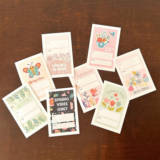 Printable Spring Theme Tags Set of 8 Tags Instant Download PDF - Etsy