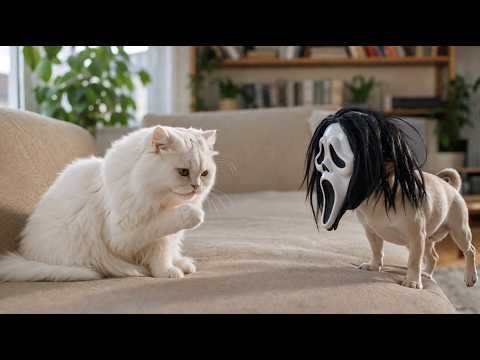 Best Funny Cat Videos | Tiny Dog in Scary Mask Pranks Cute Cats - Try Not To Laugh Challenge
