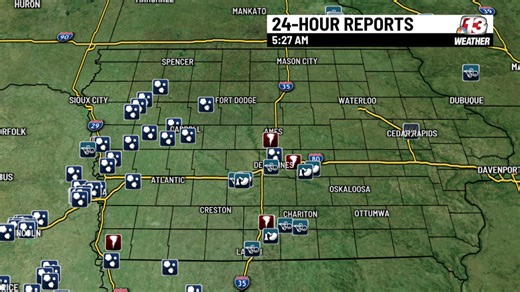 Where the strongest winds moved into central Iowa last night