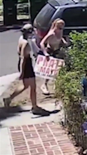 WATCH: Police are looking for woman caught on cam stealing Pratt campaign sign #police #shorts #lapd