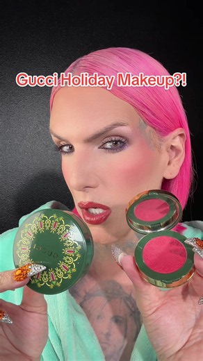 Testing out the NEW @Gucci holiday makeup collection! 👀 Is it Jeffree Star Approved?! #beautyreview #jeffreestar #guccibeauty #blush #cushionfoundation Products used: Gucci ‘Poppy Red’ & ‘Peony Veil’ luminous matte powder blush Gucci ‘Valeria Rose’ & ‘Eliza Ginger’ matte lipstick Gucci ‘Laura Latte’ plumping lip gloss Gucci Cushion De Beauté foundation