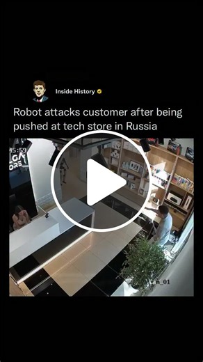 A bizarre incident at a technology store in Saratov, Russia, has gone viral after a humanoid sales assistant robot appeared to attack a customer. #OddlySatisfying #MyFirstScoopz - NewsBreak