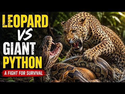 LEOPARD vs GIANT PYTHON Who Will Survive? 🔥