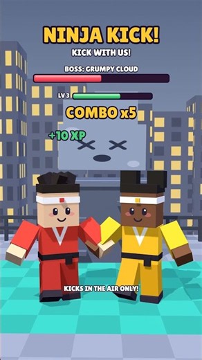 Ninja Kick vs Grumpy Cloud! 🎮 Video Game Workout for Kids #shorts