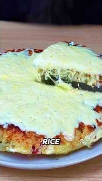 How to prepare fluffy skillet rice pizza with egg mozzarella cheese and tomato for dinner #food