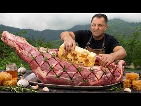 The Juiciest Roasted BEEF LEG Stuffed with Honey Butter!