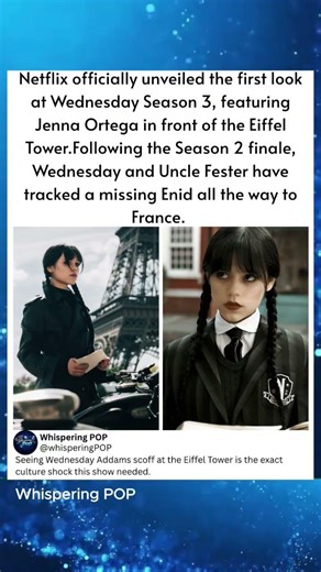 Netflix officially unveiled the first look at Wednesday Season 3, featuring Jenna Ortega in front of