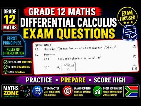 Mathematics Grade 12 Differential Calculus Exam ‪@mathszoneafricanmotives‬