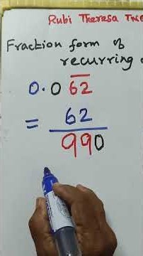Fraction form of recurring decimal 0.06262...