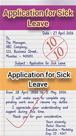 Application for Sick Leave | Easy Format & Sample Letter for Students & Office