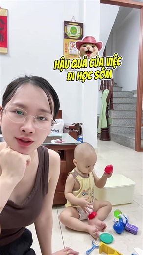 Hậu quả của việc cho con đi học sớm đây các Mom ơi, tháng trước con bị Tay chân miệng, tháng này là RSV , dịch lần nào dính đét lần đó #mebomelinh #rsv