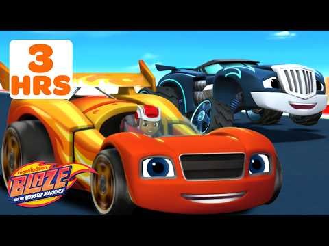 3 HOURS of Blazing Fast Races 🔥 ft. Racecar Blaze! | Blaze and the Monster Machines