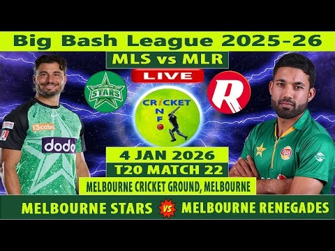 Melbourne Renegades vs Melbourne Stars Live | MLR vs MLS | 22nd Match of BBL 2025-26 | MLS vs MLR