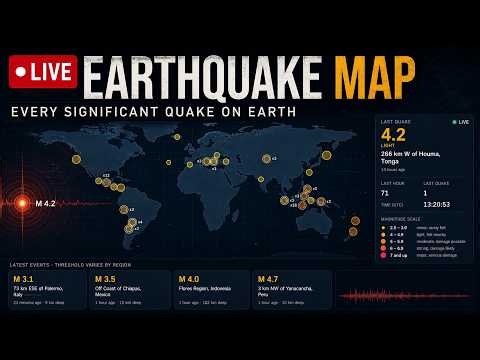 Earthquakes worldwide + El Niño — live · quakes, hurricanes and space weather, from the instruments