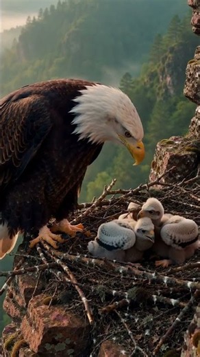 Bald Eagle Tends Its Eaglets! 🦅 The Eagle Nest #Shorts