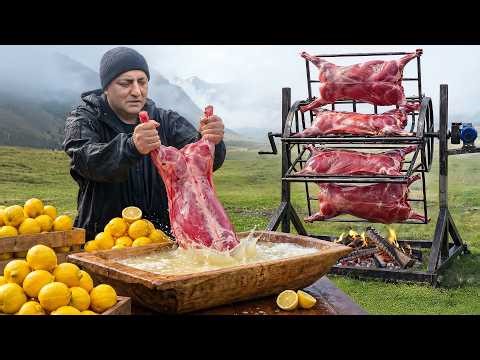 Giant Wheel Rotisserie Lamb With Fresh Lemon Juice!