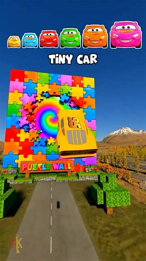 🌟Tiny Car vs Puzzle Wall Portal… and Turns ULTRA HUGE! 🌟 #shorts #beamngdrive