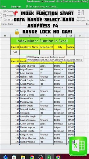 INDEX + MATCH Formula in Excel 🔥 Auto Fill Data in Seconds #Shorts #trending #viral #excel #explore