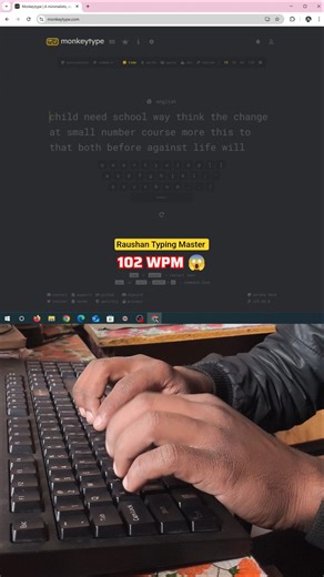 102 WPM😱 Computer Keyboard 🖥️ Fast Typing Speed Look #fasttyping #keyboard #asm #raushantypingmaster