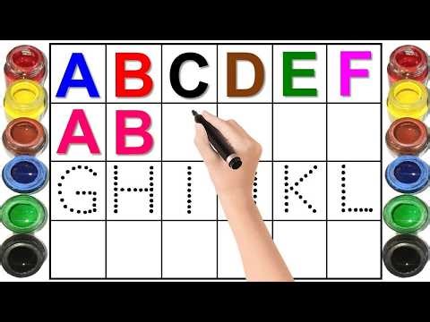 Alphabet, ABC song, abcd, a to z, Kids rhymes, collection for writing along dotted lines for toddler