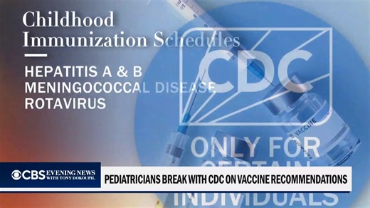 The American Academy of Pediatrics released updated childhood vaccination recommendations that differ sharply from a reduced schedule issued earlier this month by the CDC. Dr. Amanda Kravitz, pediatrician at Weill Cornell in New York City, joins Tony Dokoupil to discuss. | CBS News