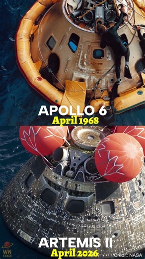 Apollo 6 vs Artemis II Splashdown 🌊🚀 #artemisii #space #nasa #Apollo6