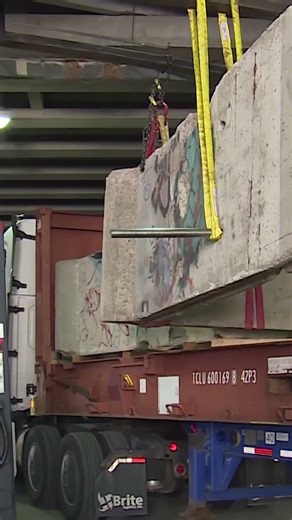 Berlin Wall exhibit arriving at Union Station in Kansas City
