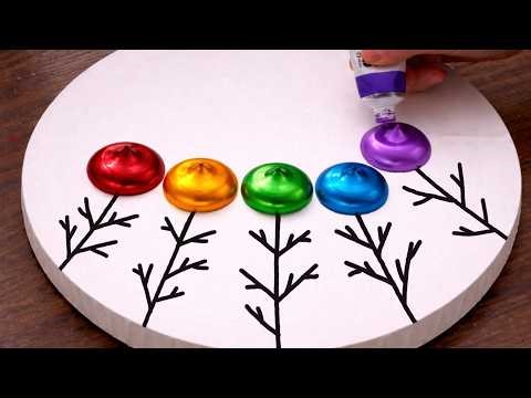 [4k] Easy Colorful Trees & Sky Acrylic Painting Tutorial (1504)｜Creative Painting Idea
