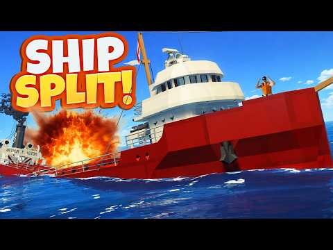 Ship EXPLODES and SPLITS in Half During a STORM! (Stormworks)