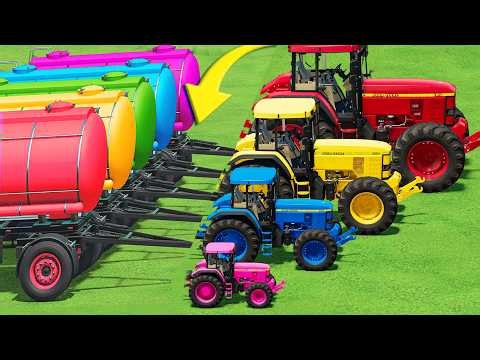 Mini & GIANT TRACTORS & vs DEEP MUD & BIG TRAILER PINS vs PARKOUR! Farming Simulator 22