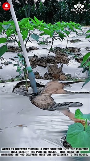 Targeted Irrigation Through Plastic Mulch: Direct Root Watering for Efficient Crop Growth #gardening