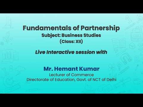 NCERT Fundamentals of Partnership Subject: Accountancy Class: XII Live