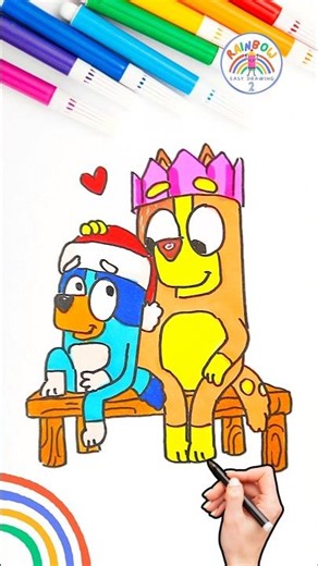 How to Draw Bluey | Draw Bluey and Chilli Cute Drawing 🌈 🐶 #bluey #forkids #christmas #short #love