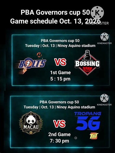 PBA Schedules - October 13, 2026 | Pba Governors cup Season 50