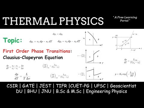 Lecture 59 : First-Order Phase Transitions | Clausius–Clapeyron Equation