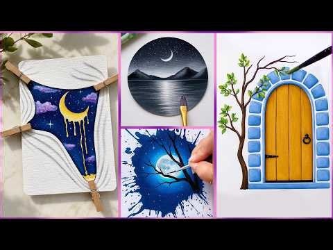 10 Amazing Scenery painting ideas || Best ART HACKS and PAINTING