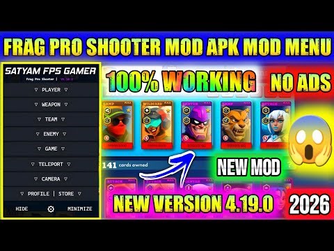 FRAG PRO SHOOTER MOD MENU v4.19.0 UNLOCK ALL CHARACTERS & CARDS | UNLIMITED COINS & DIAMONDS |NO BAN