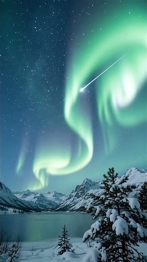 Northern Lights in Norway: Magical Aurora Over Snowy Mountains