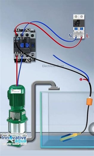 Water level controller with float switch and its electrical wiring details for auto cut off system.