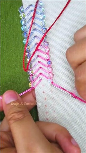 Modern Border Embroidery with Beads #diy #beads #tutorial