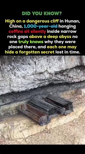 Ancient Hanging Coffins on a Deadly Cliff… No One Knows Why 😨 #shorts #viralvideo