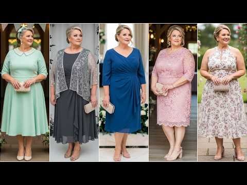 Graceful Knee Length Plus Size Mother of The Bride Dresses: Curvy Mother of The Bride Outfits
