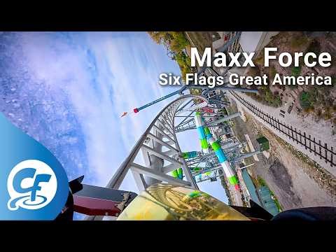 Maxx Force front seat on-ride 4K POV @60fps Six Flags Great America